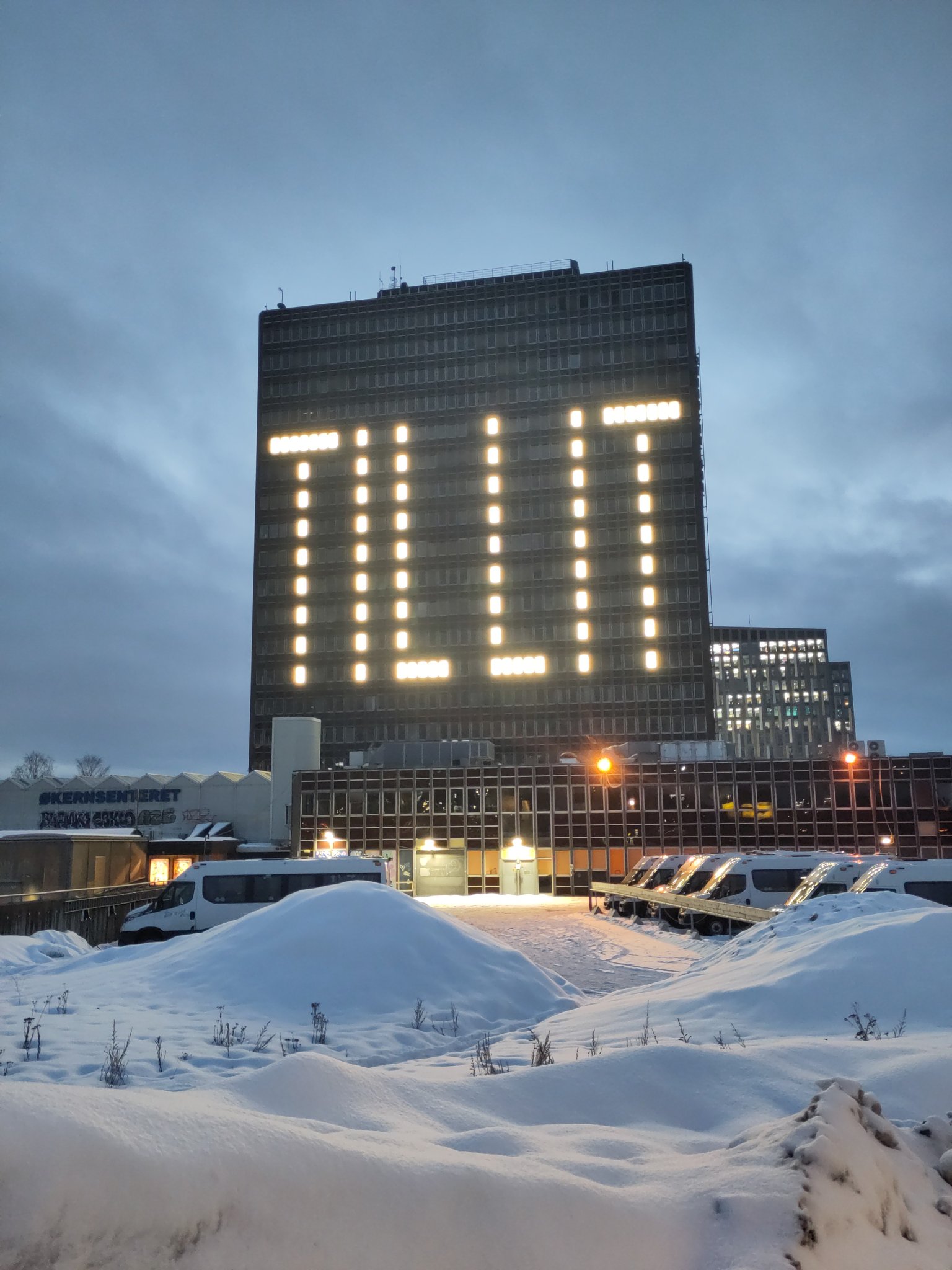 Building in Oslo during winter
